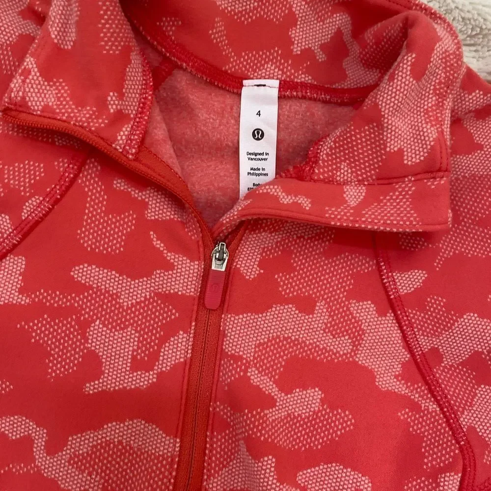 Lululemon Its Rulu Run Half Zip Heritage Camo Jacquard Pale Raspberry Pink Mist